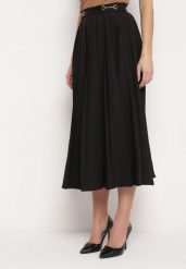 Czarna Plisowana Spódnica Rozkloszowana z Klamerkami w Talii Drucila. Czarne spódnice damskie Born2be, m, bez wzorów, eleganckie, maxi, rozkloszowane. Za 179.99 zł.