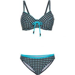 Bikini na fiszbinach "minimizer" (2 części) bonprix czarny z nadrukiem. Czarne bikini bonprix, bez wzorów. Za 37.99 zł.