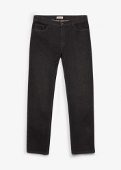 Jeansy regular fit z elastycznym pasem, straight. Czarne jeansy męskie bonprix, z jeansu. Za 149.99 zł.