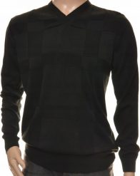 Leccos Sweter męski w serek z kaszmirem turecki L czarny. Czarne swetry męskie Leccos, l, bez wzorów, z kaszmiru, bez kołnierzyka, bez ramiączek. Za 79.99 zł.
