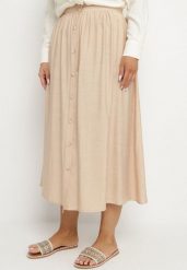 Beżowa Wiskozowa Spódnica z Lnem i Guzikami Tolissa. Brązowe spódnice damskie Born2be, na co dzień, l, bez wzorów, z wiskozy, eleganckie, midi, koszulowe. Za 69.99 zł.