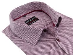 Bordowa koszula męska w pepitkę Modini DD1. Czerwone koszule męskie Modini Moda Męska, m, bez wzorów, z bawełny, casualowe, bez kołnierzyka, bez ramiączek. W wyprzedaży za 179.10 zł.