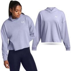 Bluza fitness damska Under Armour Rival Terry Oversized. Fioletowe bluzy damskie Under Armour, m, bez wzorów, casualowe, bez ramiączek, z kapturem. Za 189.99 zł.