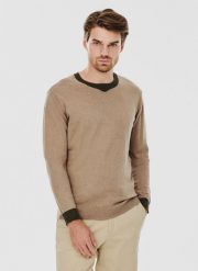 PAKO LORENTE – Melanżowy sweter męski. Brązowe swetry męskie Pako Lorente, na jesień, l, bez wzorów, z bawełny, bez kołnierzyka, bez ramiączek. Za 149.99 zł.