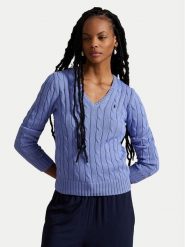 Polo Ralph Lauren Sweter 211971870005 Błękitny Slim Fit. Niebieskie swetry nierozpinane damskie Polo Ralph Lauren, s, bez wzorów, z bawełny, bez kołnierzyka, bez ramiączek. Za 949.99 zł.