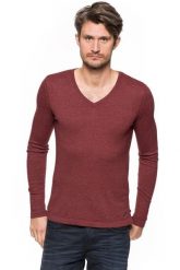 MĘSKI SWETER TOM TAILOR V-NECK WITH RIB DETAILS BURGUNDY DARK RED 3018534.00.15 COL. 4499. Czerwone swetry męskie Tom Tailor, m, bez wzorów, eleganckie, bez kołnierzyka, bez ramiączek. W wyprzedaży za 59.99 zł.