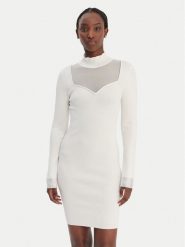 Guess Jeans Sukienka dzianinowa W6RK61 Z4842 Biały Regular Fit. Białe sukienki damskie Guess Jeans, xs, z aplikacjami, z dzianiny, bez kołnierzyka, bez ramiączek. Za 529.99 zł.