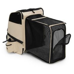 Plecak do wędrówek z psem lub kotem MAXICARRY XL PETRIVE do 12 kg. Brązowe plecaki męskie PETRIVE, bez wzorów, z materiału. Za 279.00 zł.