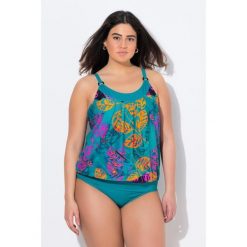 Damskie Tankini liście miękkie miseczki regulowane ramiączka. Niebieskie stroje kąpielowe damskie Ulla Popken, plus size, bez wzorów, z elastanu. W wyprzedaży za 223.99 zł.