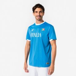 Koszulka piłkarska Włochy dla kibiców. Białe bluzki damskie KIPSTA, m, bez wzorów, z materiału, sportowe, bez kołnierzyka, bez ramiączek. Za 44.99 zł.