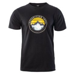 Koszulka męska Hi-Tec Zergo - czarna, Rozmiar XL. Czarne t-shirty męskie Hi-tec, m, bez wzorów, z bawełny, bez kołnierzyka, bez ramiączek. Za 44.99 zł.