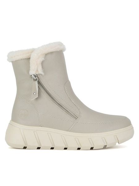 Rieker Botki Y3581-60 Beżowy. Brązowe botki damskie Rieker, bez wzorów, z materiału, bez obcasa, na płaskiej podeszwie, bez zapięcia. Za 399.99 zł.