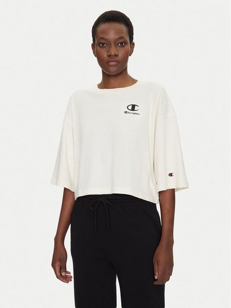 Champion T-Shirt 118023 Écru Regular Fit. T-shirty damskie Champion, s, bez wzorów, z bawełny, bez kołnierzyka, bez ramiączek. Za 69.99 zł.