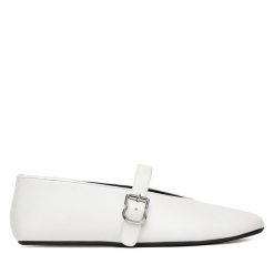 Baleriny Badura. Białe balerinki damskie Badura, bez wzorów, bez obcasa, bez zapięcia. Za 249.99 zł.