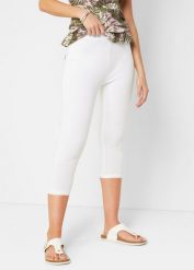 Legginsy rybaczki z wygodną talią. Czarne legginsy damskie bonprix, bez wzorów. Za 39.99 zł.