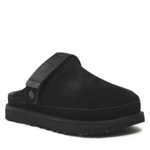 Klapki Ugg. Czarne klapki damskie UGG, bez wzorów, bez obcasa, bez zapięcia. Za 589.99 zł.