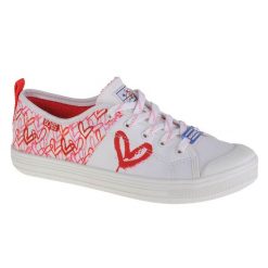 Buty sportowe Sneakersy damskie, Skechers Bobs B Cool-All Corazon. Białe obuwie sportowe damskie Skechers, bez wzorów, bez zapięcia, trekkingowe. Za 179.99 zł.