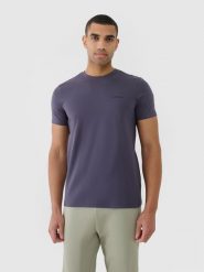 4F T-shirt regular gładki męski - szary M. Szare t-shirty męskie 4F, m, bez wzorów, z bawełny, bez kołnierzyka, bez ramiączek. Za 59.99 zł.