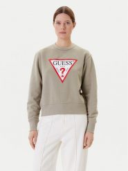 Guess Bluza W2YQ16 KBA11 Khaki Regular Fit. Brązowe bluzy damskie Guess, xxl, z aplikacjami, z bawełny, bez ramiączek, bez kaptura. Za 199.99 zł.