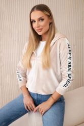 Bluza welurowa z kapturem beżowa. Brązowe bluzy damskie KESI, l, bez wzorów, z gumy, bez ramiączek, z kapturem. Za 206.59 zł.