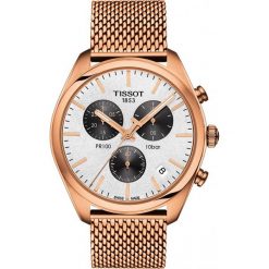 RABAT ZEGAREK TISSOT PR 100 CHRONOGRAPH T101.417.33.031.01. Białe zegarki męskie TISSOT, bez wzorów, ze stali. W wyprzedaży za 1,480.00 zł.