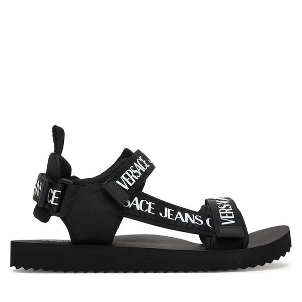 Sandały Versace Jeans Couture. Czarne sandały męskie Versace Jeans Couture, bez wzorów, z jeansu, bez zapięcia. Za 345.99 zł.