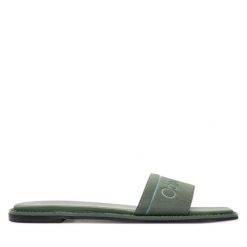 Klapki Calvin Klein. Zielone klapki damskie Calvin Klein, bez wzorów, bez obcasa, bez zapięcia. Za 369.99 zł.