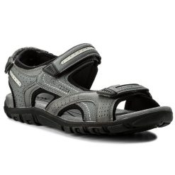 Sandały Geox. Szare sandały męskie Geox, bez wzorów, bez zapięcia. Za 199.99 zł.