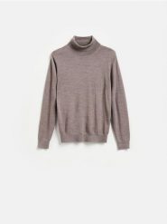 Golf z wełny merino - brązowy. Brązowe swetry męskie Reserved, l, bez wzorów, z wełny, bez kołnierzyka, bez ramiączek. Za 219.99 zł.