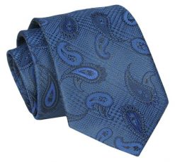 Krawat - ALTIES - Ciemnoniebieski, Paisley. Niebieskie krawaty i muchy Alties, bez wzorów, z tkaniny, eleganckie. Za 49.00 zł.