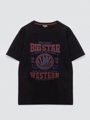 Koszulka męska z linii Authentic z nadrukiem czarna Wester 906. Czarne t-shirty męskie BIG STAR, l, bez wzorów, z bawełny, bez kołnierzyka, bez ramiączek. Za 99.99 zł.