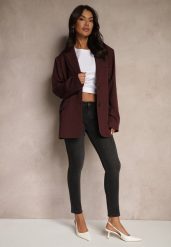 Czarne Jeansy Skinny Low Waist Wilavia. Czarne jeansy damskie Renee, bez wzorów, z jeansu, eleganckie, z obniżonym stanem. Za 99.99 zł.