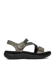 Rieker Sandały CEO-64870-42 Szary. Szare sandały damskie Rieker, bez wzorów, ze skóry, bez obcasa, na płaskiej podeszwie, bez zapięcia. Za 319.99 zł.