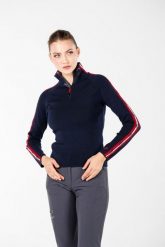 Sweter turystyczny damski Woolona 100% Merino. Niebieskie swetry nierozpinane damskie WOOLONA, na zimę, l, bez wzorów, z materiału, biznesowe, bez kołnierzyka, bez ramiączek. Za 648.00 zł.