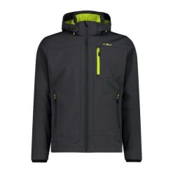 Kurtka męska turystyczna CMP 3A01787N. Czarne kurtki sportowe męskie CMP, l, bez wzorów, z softshellu, z kapturem, trekkingowe. Za 404.70 zł.