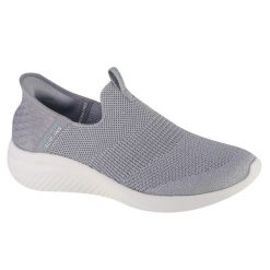 Tenisówki Skechers Model Slip-ins: Sumit Kolor Szary. Szare trampki i tenisówki damskie Skechers, bez wzorów, z tkaniny, bez zapięcia. Za 359.99 zł.