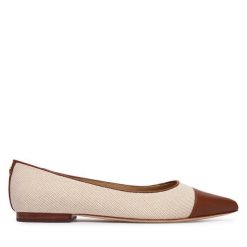 Baleriny LAUREN RALPH LAUREN. Brązowe balerinki damskie Lauren Ralph Lauren, bez wzorów, bez obcasa, bez zapięcia. Za 689.99 zł.