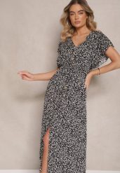 Czarna Rozkloszowana Sukienka z Bawełny z Gumką w Pasie w Drobne Kwiaty Pulinea. Czarne sukienki damskie Renee, na co dzień, na lato, l, bez wzorów, z bawełny, eleganckie, bez kołnierzyka, bez ramiączek, maxi, rozkloszowane. Za 39.99 zł.
