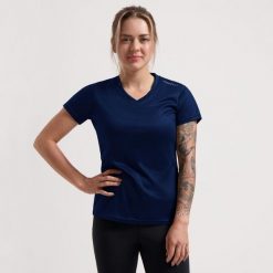 Damska koszulka z krótkim rękawem Rogelli Promo. Niebieskie koszulki sportowe damskie Rogelli, xs, bez wzorów, bez ramiączek. Za 66.30 zł.