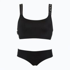 Strój kapielowy dwuczęściowy damski EA7 Emporio Armani Logo Tape Bikini Top. Czarne stroje kąpielowe damskie EA7 Emporio Armani, l, bez wzorów, z elastanu. Za 266.99 zł.