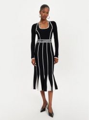 KARL LAGERFELD Sukienka dzianinowa 245W1330 Czarny Slim Fit. Czarne sukienki damskie KARL LAGERFELD, s, bez wzorów, z dzianiny, bez kołnierzyka, bez ramiączek. Za 889.99 zł.