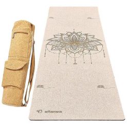 Mata do jogi z gumy i konopi 4,5 mm + torba ze skóry korkowej - Kwiat lotosu. Brązowe torby na ramię męskie ACHAMANA, z bawełny, na ramię, duże. Za 529.00 zł.