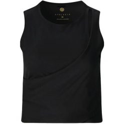Damski tank top Athlecia Aisari. Czarne topy damskie Athlecia, bez wzorów, sportowe, bez kołnierzyka, bez ramiączek. Za 182.50 zł.