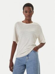 BOSS T-Shirt C_Emma 50556387 Beżowy Regular Fit. Brązowe t-shirty damskie Boss, l, bez wzorów, ze lnu, bez kołnierzyka, bez ramiączek. Za 319.99 zł.