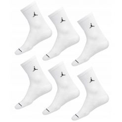 Skarpety Jordan Everyday Cushioned Crew 6 par białe. Białe skarpetki damskie Jordan, bez wzorów. Za 130.99 zł.