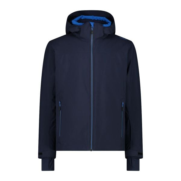 Kurtka narciarska z materiału serżowego CMP. Niebieskie kurtki sportowe męskie CMP, bez wzorów, bez kaptura, narciarskie. W wyprzedaży za 349.99 zł.