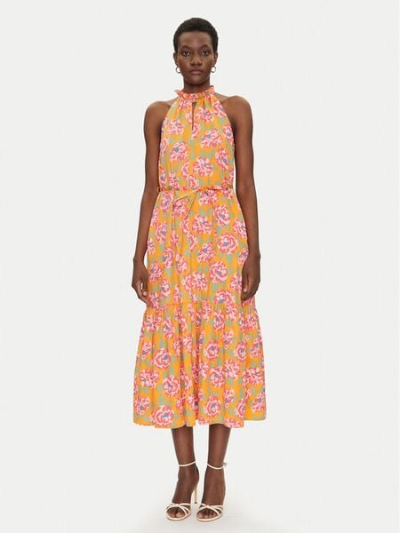 French Connection Sukienka letnia 71YQV Pomarańczowy Regular Fit. Brązowe sukienki damskie French Connection, na lato, bez wzorów, z bawełny, bez kołnierzyka, bez ramiączek. Za 339.99 zł.