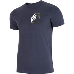 T-shirt męski TSM003 - ciemny granat melanż. T-shirty męskie 4F, m, bez wzorów, bez kołnierzyka, bez ramiączek. W wyprzedaży za 34.99 zł.