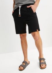 Bermudy dresowe, regular fit. Czarne spodnie sportowe męskie bonprix, m, bez wzorów, z dresówki. Za 84.99 zł.