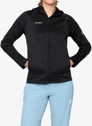 Bluza damska rozpinana Mammut Crag ML Hooded Jacket. Czarne bluzy damskie Mammut, l, bez wzorów, z materiału, bez ramiączek, bez kaptura. Za 560.99 zł.